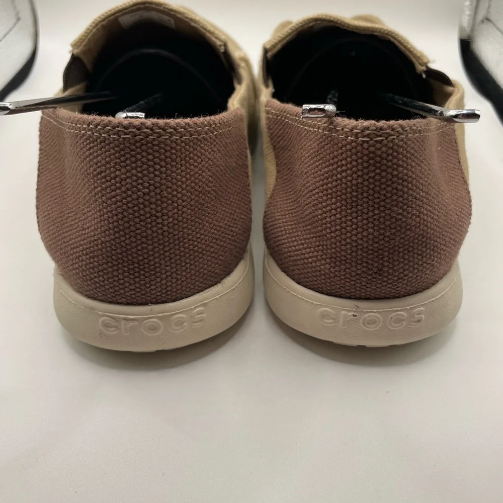 Crocs Santa Cruz Casual Tan and Brown Slip-On Shoes size 5